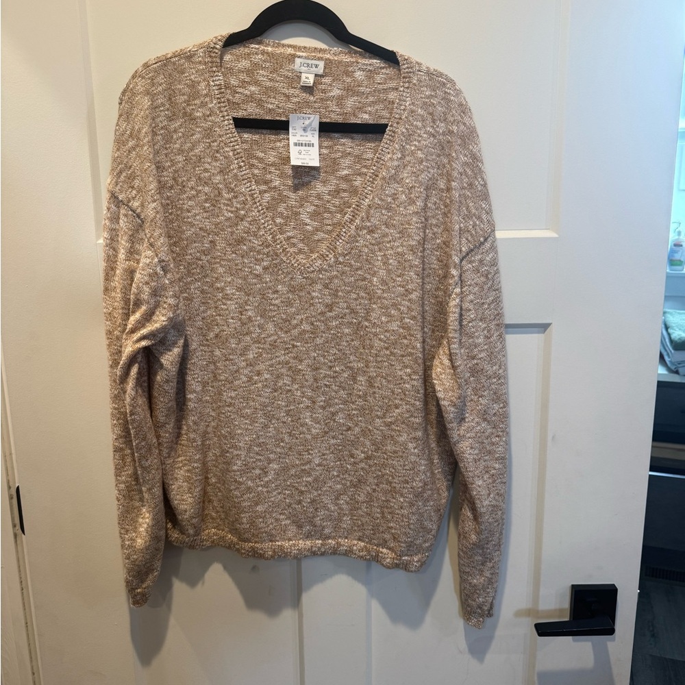 NWT J. Crew Oversized V-Neck Sweater - Camel Brown Style #CJ206